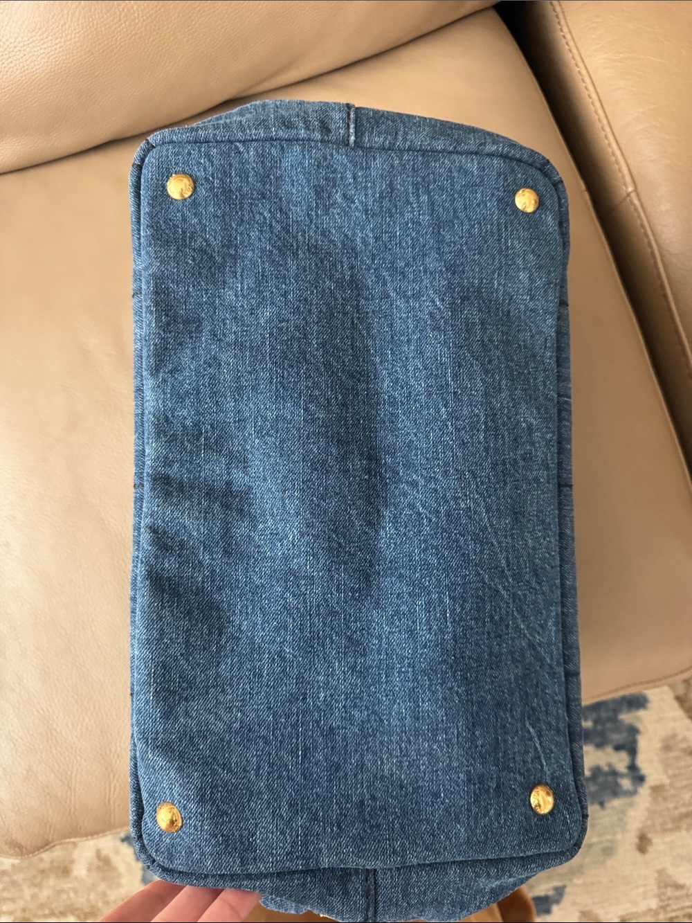 PRADA Canapa Denim Medium Canvas Tote - Picture 3 of 10